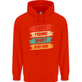 Lucky Fishing Shirt Fisherman Funny Childrens Kids Hoodie Bright Red