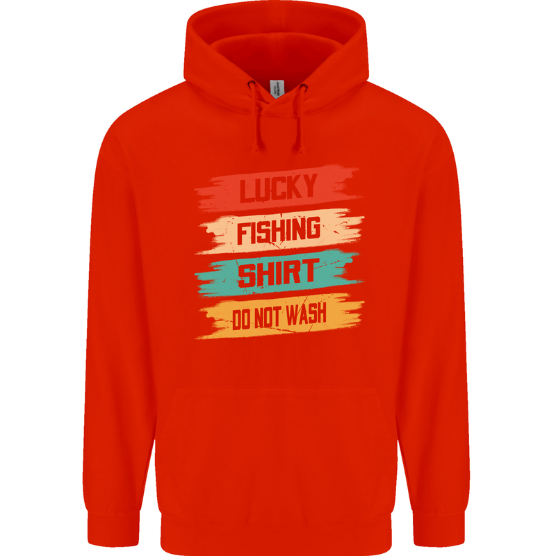 Lucky Fishing Shirt Fisherman Funny Childrens Kids Hoodie Bright Red