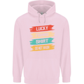 Lucky Fishing Shirt Fisherman Funny Childrens Kids Hoodie Light Pink