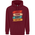Lucky Fishing Shirt Fisherman Funny Childrens Kids Hoodie Maroon