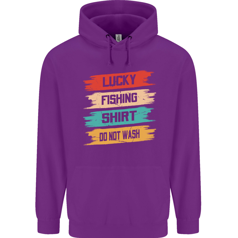 Lucky Fishing Shirt Fisherman Funny Childrens Kids Hoodie Purple