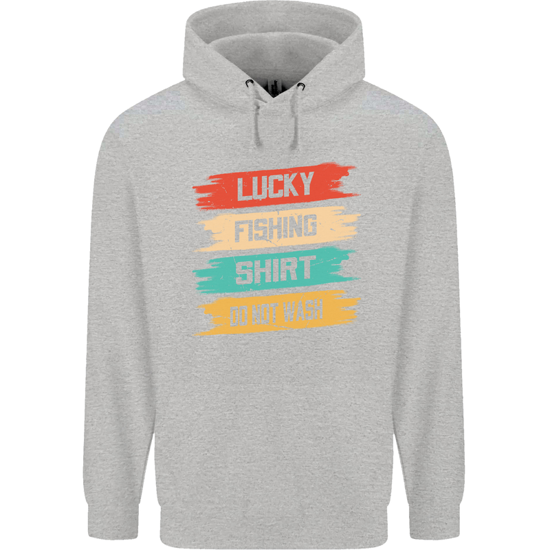 Lucky Fishing Shirt Fisherman Funny Childrens Kids Hoodie Sports Grey