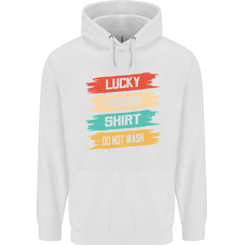 Lucky Fishing Shirt Fisherman Funny Childrens Kids Hoodie White