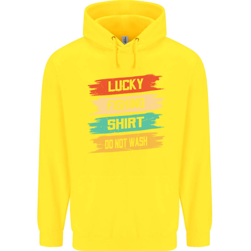 Lucky Fishing Shirt Fisherman Funny Childrens Kids Hoodie Yellow