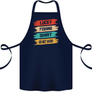 Lucky Fishing Shirt Fisherman Funny Cotton Apron 100% Organic Navy Blue