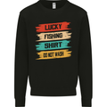 Lucky Fishing Shirt Fisherman Funny Kids Sweatshirt Jumper Black