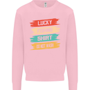 Lucky Fishing Shirt Fisherman Funny Kids Sweatshirt Jumper Light Pink
