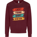 Lucky Fishing Shirt Fisherman Funny Kids Sweatshirt Jumper Maroon