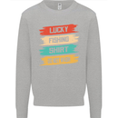 Lucky Fishing Shirt Fisherman Funny Kids Sweatshirt Jumper Sports Grey