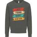 Lucky Fishing Shirt Fisherman Funny Kids Sweatshirt Jumper Storm Grey