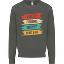 Lucky Fishing Shirt Fisherman Funny Kids Sweatshirt Jumper Storm Grey