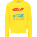 Lucky Fishing Shirt Fisherman Funny Kids Sweatshirt Jumper Yellow