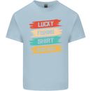 Lucky Fishing Shirt Fisherman Funny Kids T-Shirt Childrens Light Blue