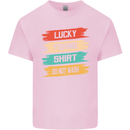 Lucky Fishing Shirt Fisherman Funny Kids T-Shirt Childrens Light Pink