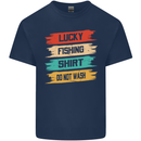 Lucky Fishing Shirt Fisherman Funny Kids T-Shirt Childrens Navy Blue