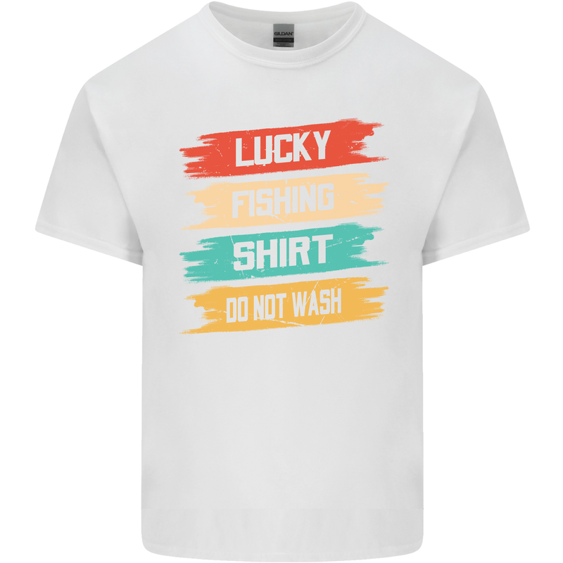 Lucky Fishing Shirt Fisherman Funny Kids T-Shirt Childrens White