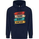 Lucky Fishing Shirt Fisherman Funny Mens 80% Cotton Hoodie Navy Blue