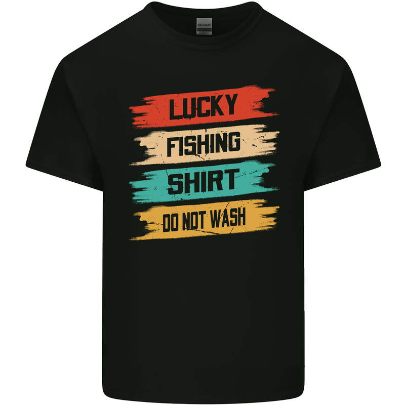 Lucky Fishing Shirt Fisherman Funny Mens Cotton T-Shirt Tee Top Black