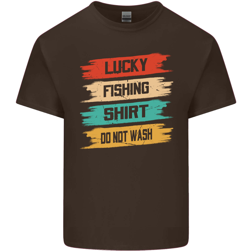 Lucky Fishing Shirt Fisherman Funny Mens Cotton T-Shirt Tee Top Dark Chocolate