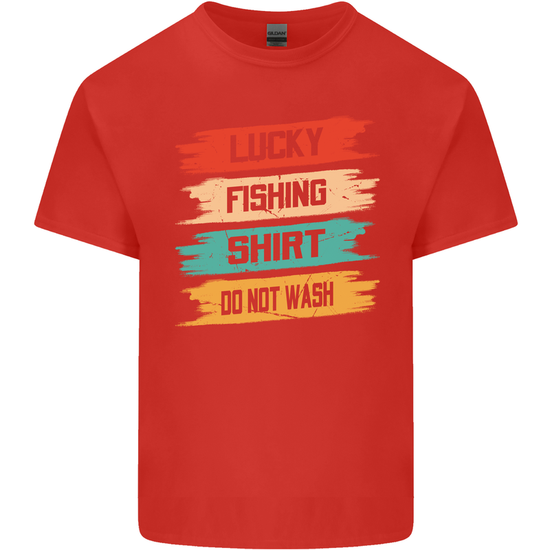 Lucky Fishing Shirt Fisherman Funny Mens Cotton T-Shirt Tee Top Red