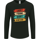 Lucky Fishing Shirt Fisherman Funny Mens Long Sleeve T-Shirt Black
