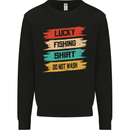 Lucky Fishing Shirt Fisherman Funny Mens Sweatshirt Jumper Black