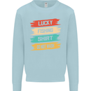 Lucky Fishing Shirt Fisherman Funny Mens Sweatshirt Jumper Light Blue