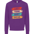 Lucky Fishing Shirt Fisherman Funny Mens Sweatshirt Jumper Purple