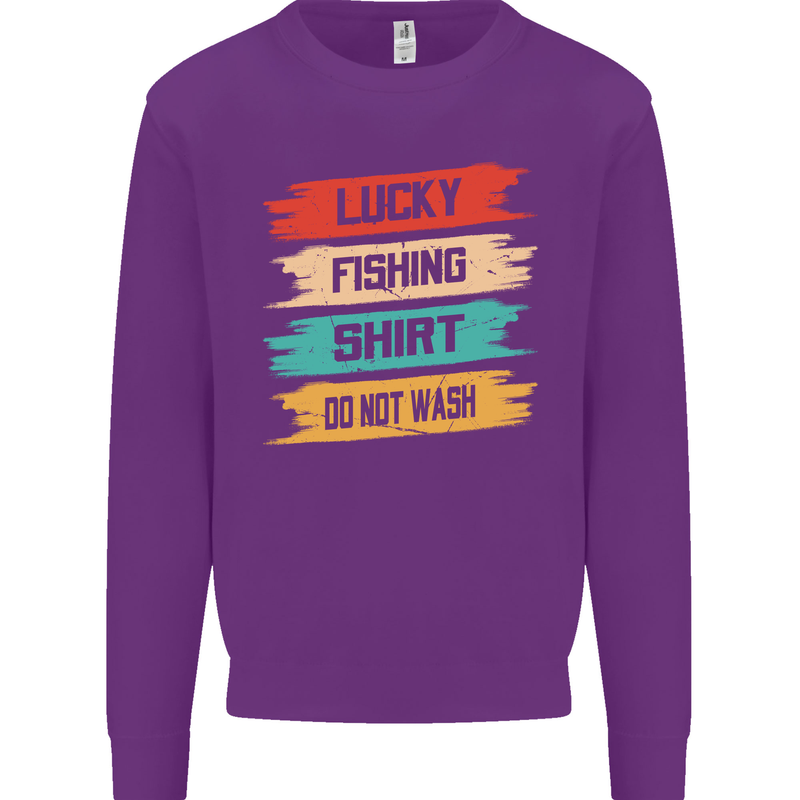Lucky Fishing Shirt Fisherman Funny Mens Sweatshirt Jumper Purple