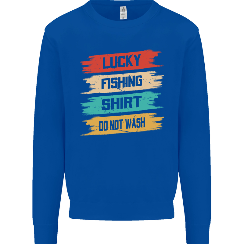 Lucky Fishing Shirt Fisherman Funny Mens Sweatshirt Jumper Royal Blue