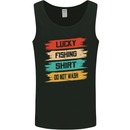 Lucky Fishing Shirt Fisherman Funny Mens Vest Tank Top Black
