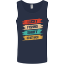 Lucky Fishing Shirt Fisherman Funny Mens Vest Tank Top Navy Blue