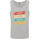 Lucky Fishing Shirt Fisherman Funny Mens Vest Tank Top Sports Grey