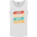 Lucky Fishing Shirt Fisherman Funny Mens Vest Tank Top White