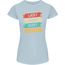 Lucky Fishing Shirt Fisherman Funny Womens Petite Cut T-Shirt Light Blue
