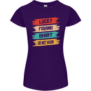 Lucky Fishing Shirt Fisherman Funny Womens Petite Cut T-Shirt Purple