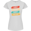 Lucky Fishing Shirt Fisherman Funny Womens Petite Cut T-Shirt White