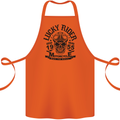 Lucky Rider Dead Head Motorbike Biker Cotton Apron 100% Organic Orange