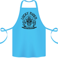 Lucky Rider Dead Head Motorbike Biker Cotton Apron 100% Organic Turquoise
