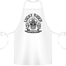 Lucky Rider Dead Head Motorbike Biker Cotton Apron 100% Organic White