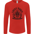 Lucky Rider Dead Head Motorbike Biker Mens Long Sleeve T-Shirt Red