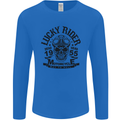 Lucky Rider Dead Head Motorbike Biker Mens Long Sleeve T-Shirt Royal Blue