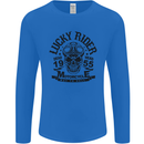 Lucky Rider Dead Head Motorbike Biker Mens Long Sleeve T-Shirt Royal Blue
