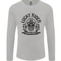 Lucky Rider Dead Head Motorbike Biker Mens Long Sleeve T-Shirt Sports Grey