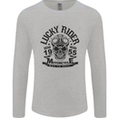 Lucky Rider Dead Head Motorbike Biker Mens Long Sleeve T-Shirt Sports Grey