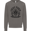 Lucky Rider Dead Head Motorbike Biker Mens Sweatshirt Jumper Charcoal