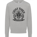 Lucky Rider Dead Head Motorbike Biker Mens Sweatshirt Jumper Sports Grey