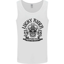 Lucky Rider Dead Head Motorbike Biker Mens Vest Tank Top White