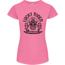 Lucky Rider Dead Head Motorbike Biker Womens Petite Cut T-Shirt Azalea