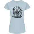 Lucky Rider Dead Head Motorbike Biker Womens Petite Cut T-Shirt Light Blue